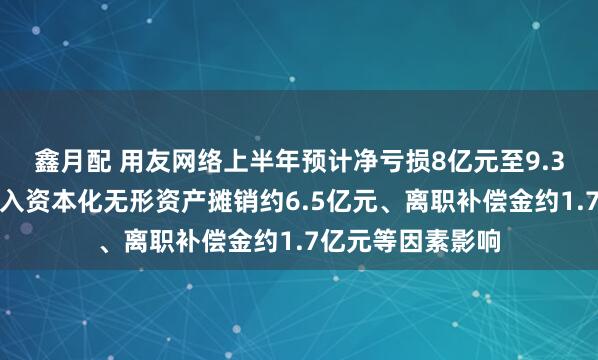 鑫月配 用友网络上半年预计净亏损8亿元至9.3亿元，受研发投入资本化无形资产摊销约6.5亿元、离职补偿金约1.7亿元等因素影响